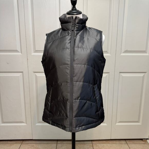 Lands End Silver Down & Feather Puffer Vest Sz S Quilted Metallic Outdoor Gray - Picture 1 of 7